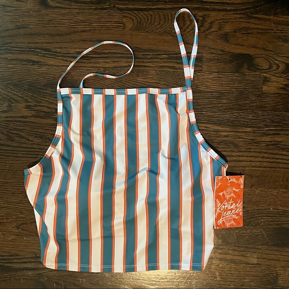 Kortni Jeane retro stripes squared up top NWT